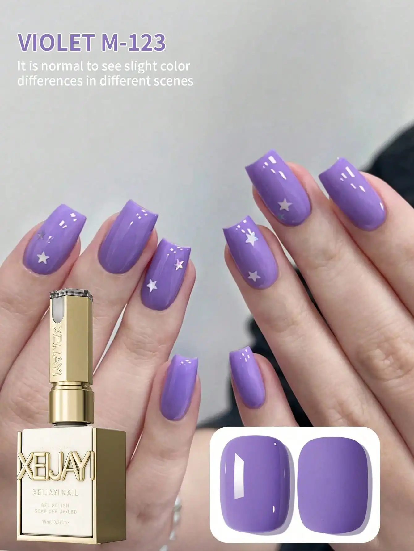

XEIJAYI 1pc Super bright lavender purple nail polish gel shiny and firm salon nail gel nail art tool for women