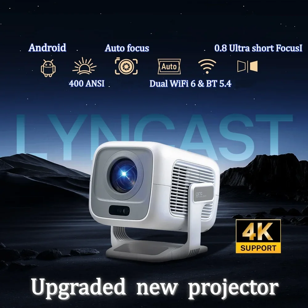 

Portable Projector Native 1080P Full HD 4K Support, Auto Focus & Keystone Beamer, WIFI6 & BT5.4 Android TV Home Outdoor Cinema