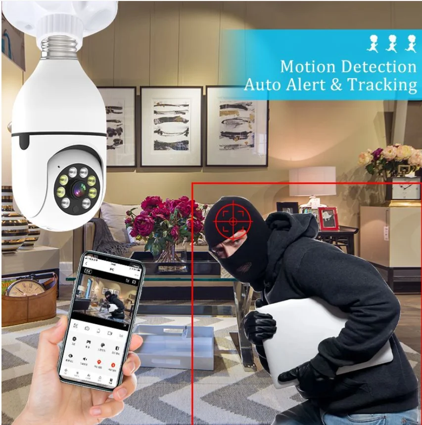 2MP 1080P Tuya/Yilot APP  E27 Full Color Wireless PTZ IP Dome Camera AI Humanoid  Home Security CCTV Baby Monitor