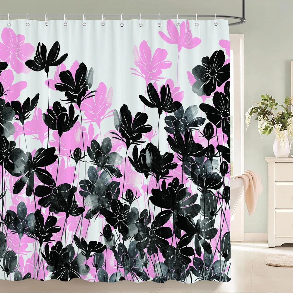

Nordic Flower leaves Printed fabric Shower Curtain Waterproof Polyester Bath Curtain Floral leaf Curtains For Bathroom Decor