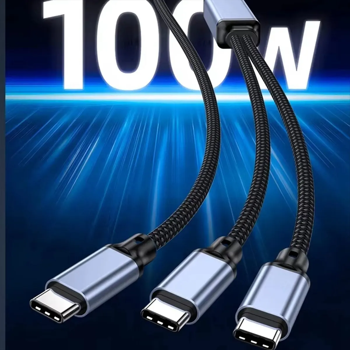Punctual- 2 in 1 PD 100W USB Type C Cable USB C Fast Charging Charger Cable for IPhone 17 Macbook Samsung Power Splitter