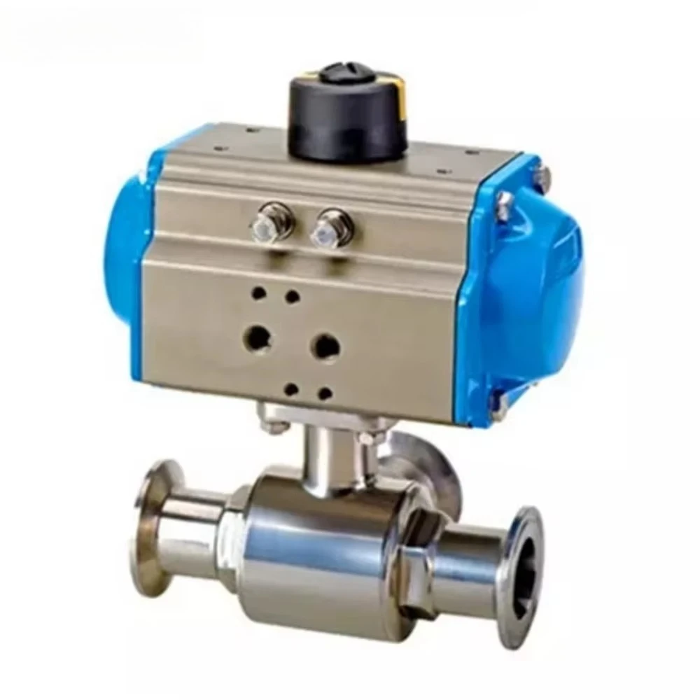 Sanitary High Pressure Electric Actuator Ball Valve  Three Way Threaded Water OEM