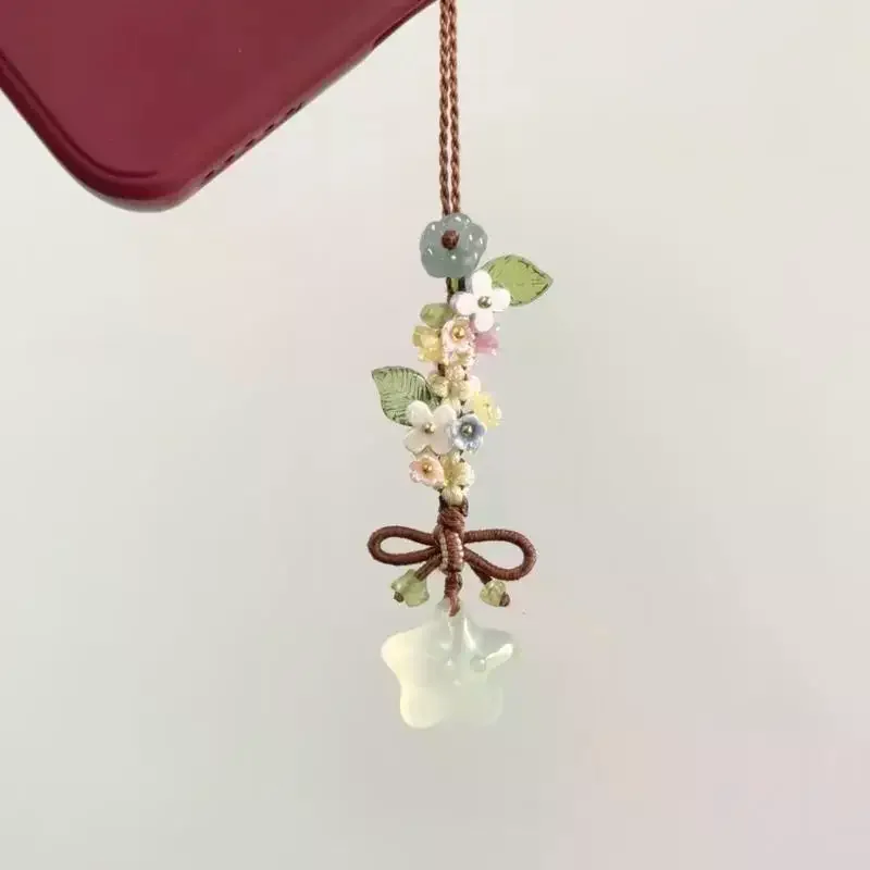 1Pcs Transparent Star Flower keychain Sweet Cute Mobile Bag Pendant Chinese Style Ice Pendant