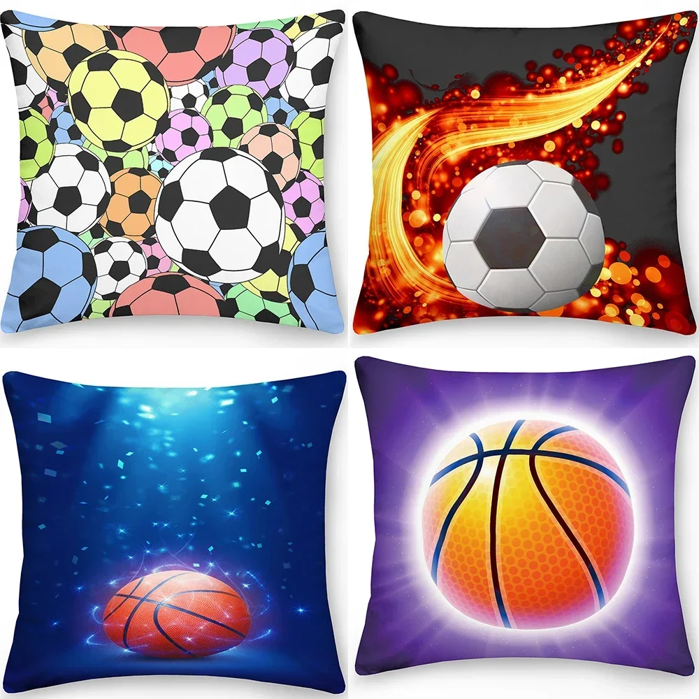 

Double Sided Pillowcase Square Cushion Cover Soccer Basketball Office Sofa Home Decoration