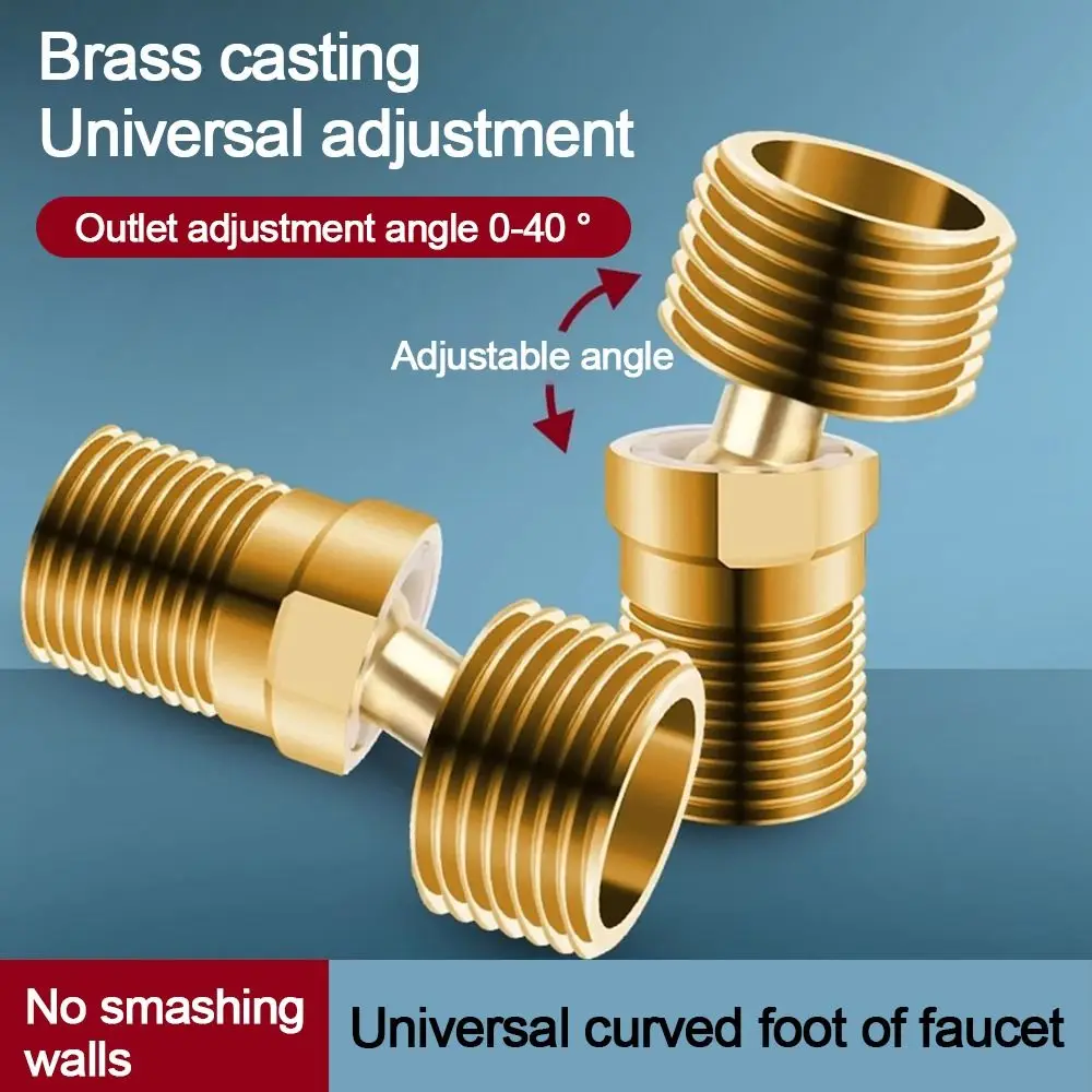 Copper Angled Curved Foot Angle Adjustment Lengthened Shower Faucet Adapter Wall Mounted 360° Rotatable Eccentric Screw Corner