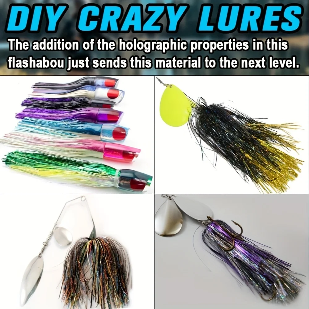 Flashabou Fly Tying Materials, Making Fly Jig - Fishing Lure Supplies, Krystal Flash, Saltwater Freshwater Fishing Accessories