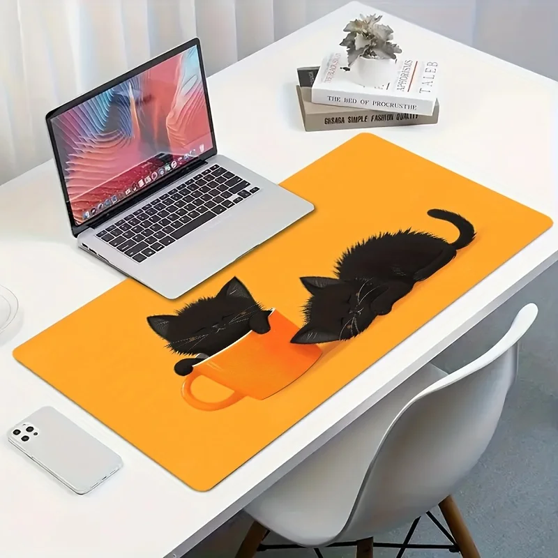 Cute Cartoon Cat in Cup Mouse Pad Desk Mat for Gaming Office Non-Slip Mousepad Keyboard Accessory Mouse Pads Xxl Desk Decor