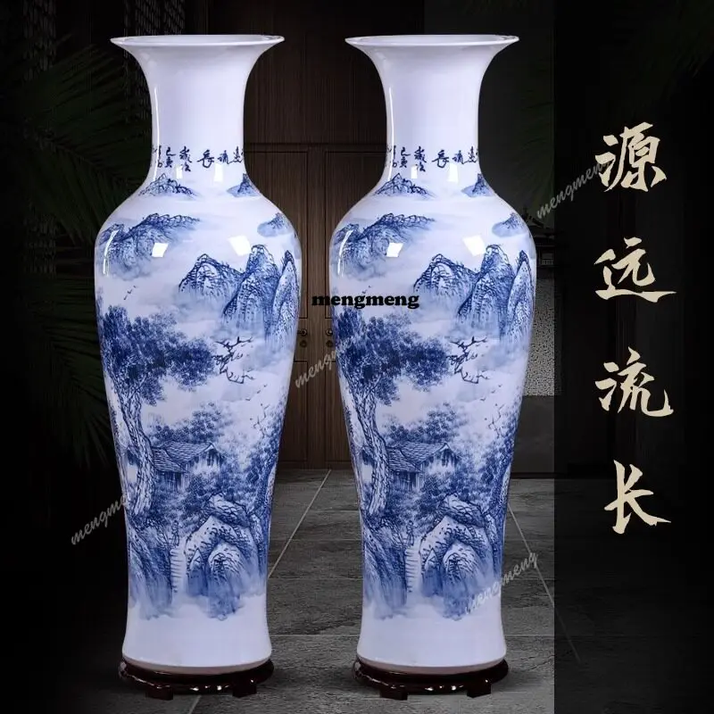 Jingdezhen ceramic hand-painted floor has a long history large vase Chinese living room decoration hotel opening ornament
