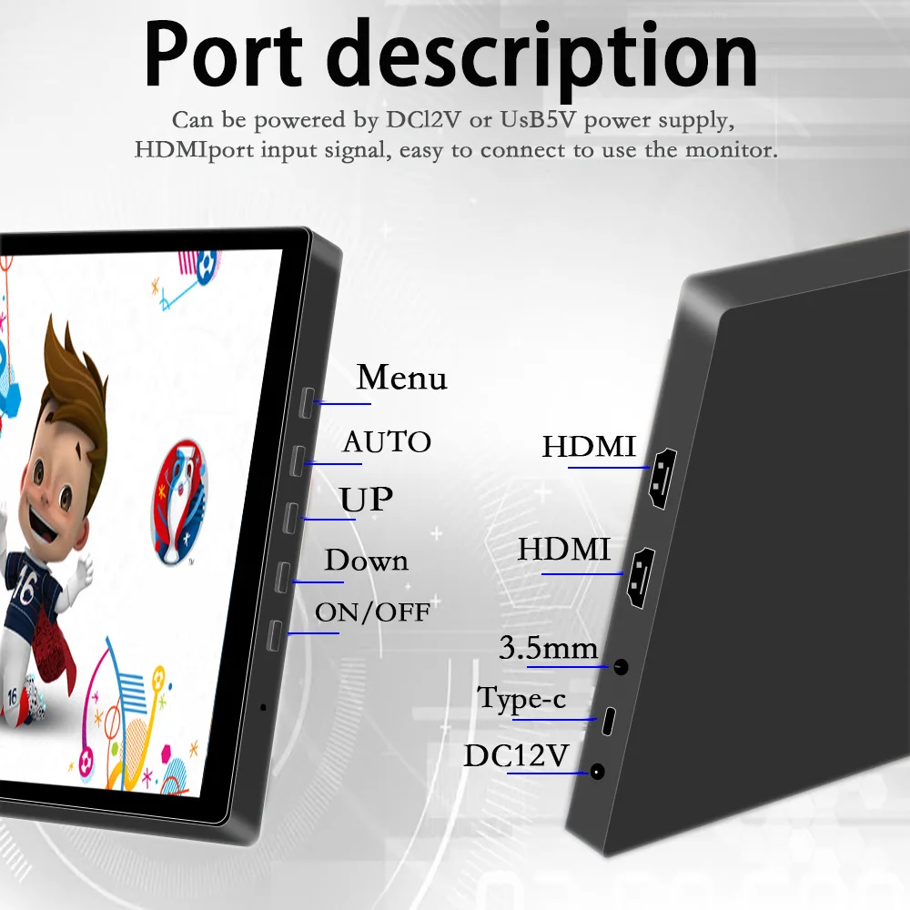 Imagem -04 - Polegada Mini Monitor Portátil Touchscreen 800x480 60hz Display Lcd com Hdmi-compatível Tpye-c para Raspberry Pie Série Portátil 8