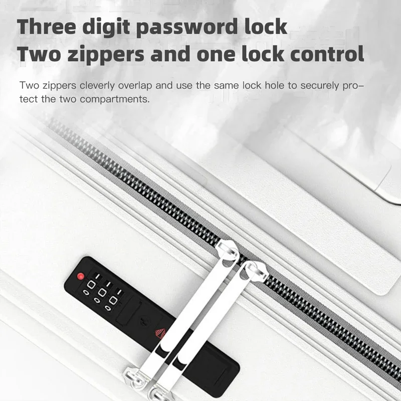 SUSHIMU Bordfreundliches Gepäck mit Frontöffnung, Trolley-Koffer für Männer und Frauen, 18-Zoll-Silent-Aluminiumrahmen