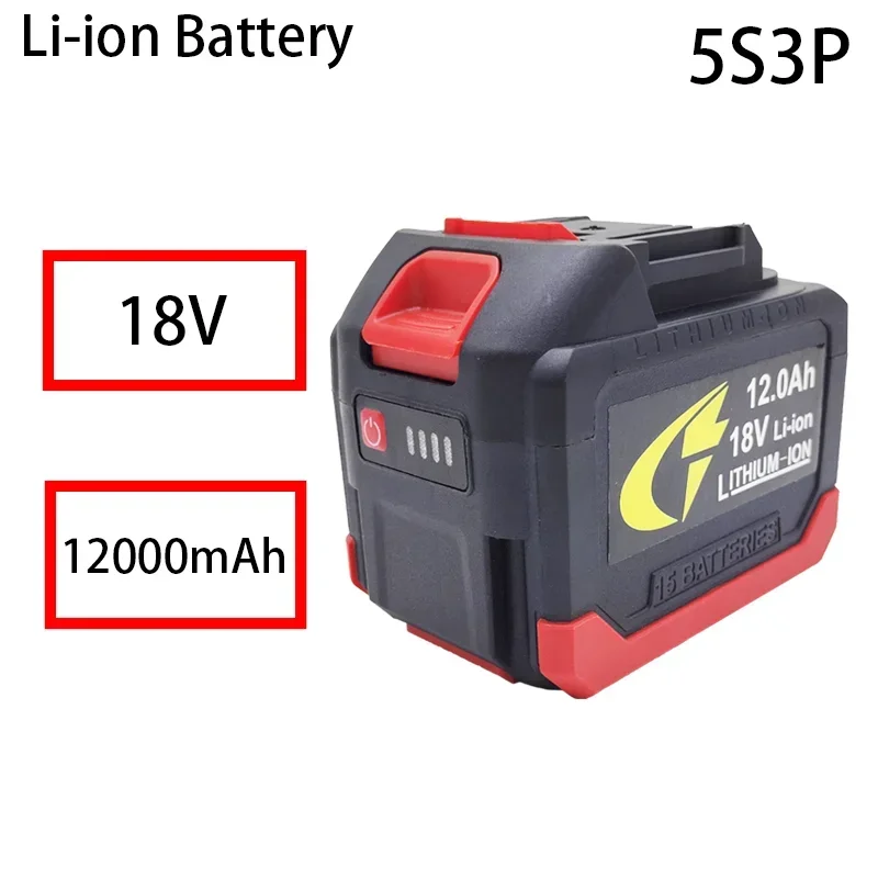 

5S3P 18V Makita 18650 lithium battery can charge 12000mAh. Battery with high current and high discharge. Charger.