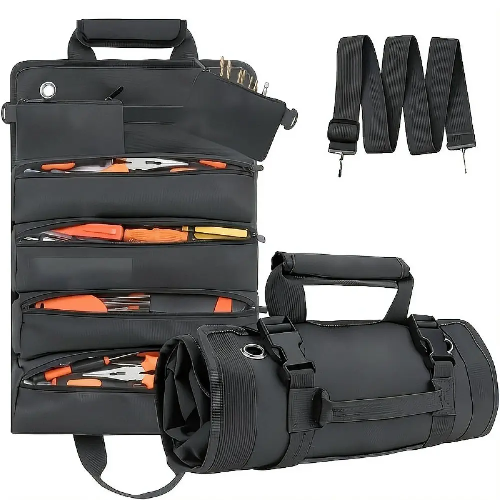 Roll Up Storage Organizer Pouch Portable Tool Bag For Electrician Woodworker Hardware Handbag Durable Work Case