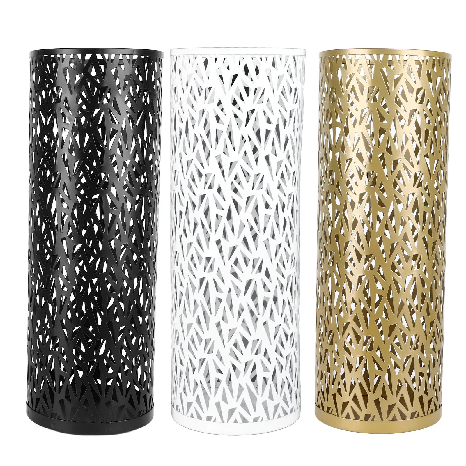 Porte-parapluie d'entrée en métal creux, antirouille, rond, étanche, organisateur, bac pour la maison, l'intérieur et l'extérieur