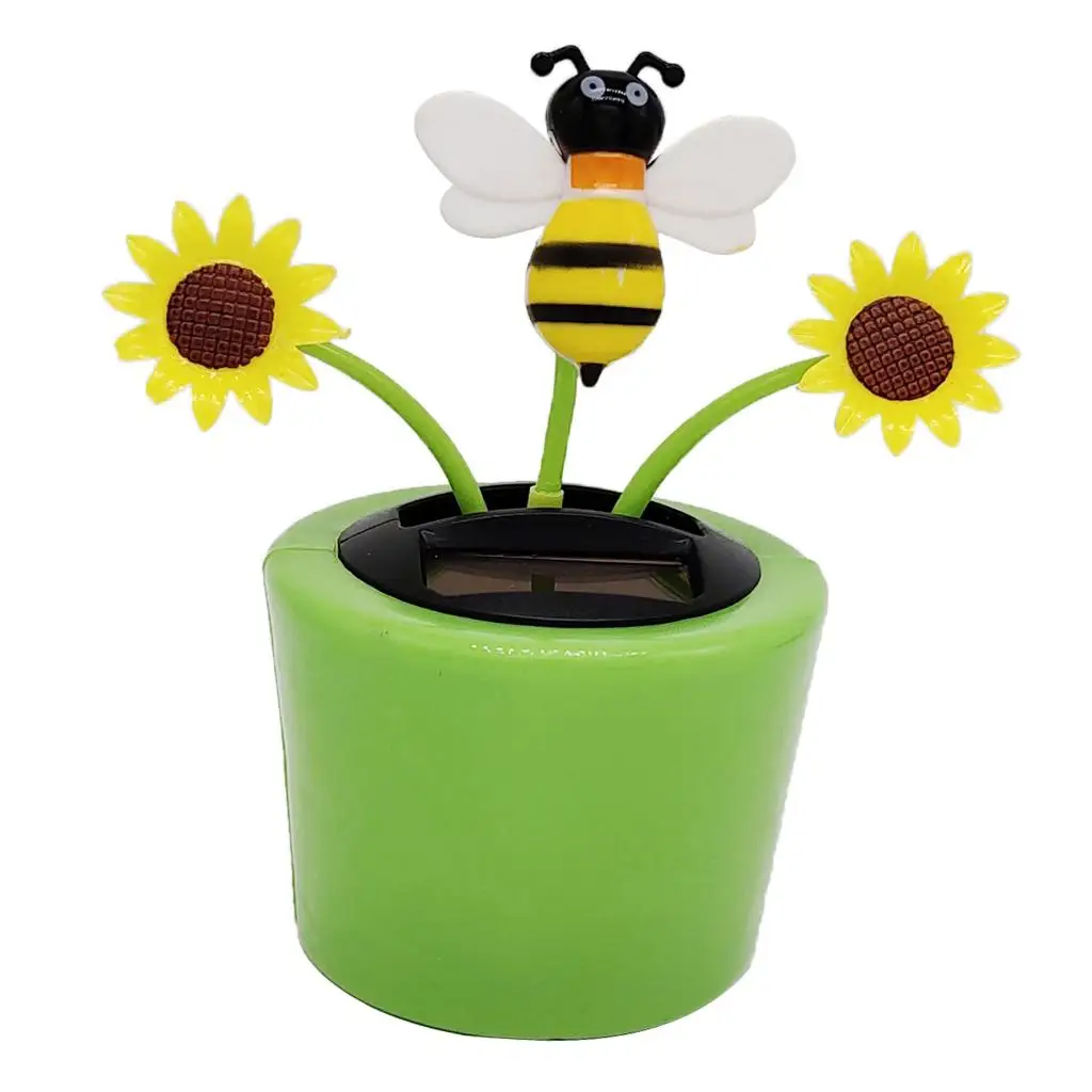 Maceta verde alimentada por energía Solar y planta oscilante de abeja, adorno de muñeca para salpicadero de coche, decoración del hogar