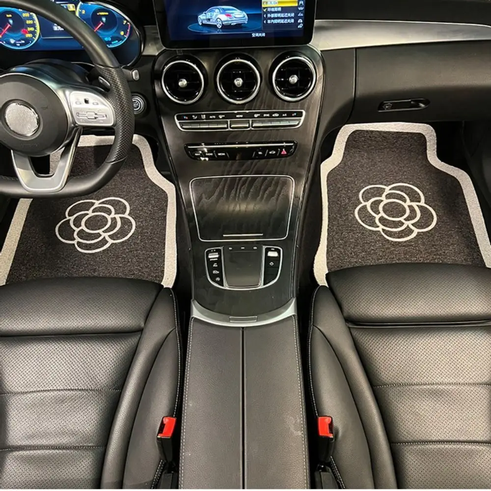 

1/2/4PCS Camellia Car Foot Mats Easy Clean Monolithic Automotive Floor Mats Car Decoration Dirty Resistant