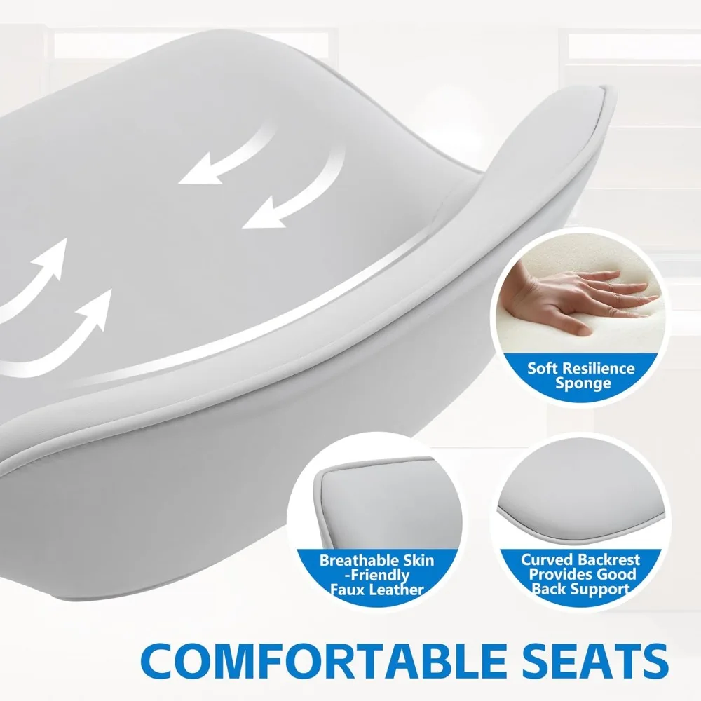 زوج من مقاعد البار القابلة للتعديل باللون الرمادي مع مقعد من الجلد الصناعي لارتفاع العداد