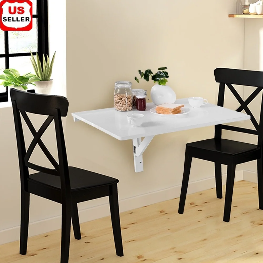 

Wall Mounted Drop Leaf Table Folding Kitchen Dining Desk Space Saver Compact Design Extra Storage Solution Small Spaces