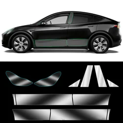 For Tesla Model3/Y 2017-2023 Front Door Rear Door Extended Protective Film Invisible Car Clothing TPU Lamp Film Set Decoration