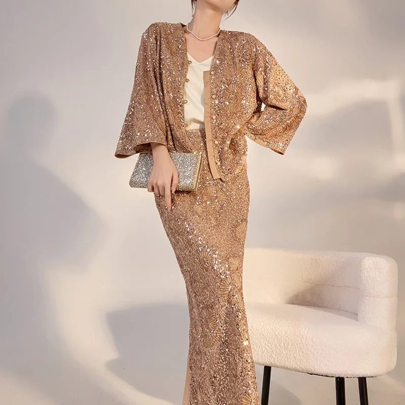 New Chinese light Guofeng Heavy Industry two-piece relaxed luxury temperament suit