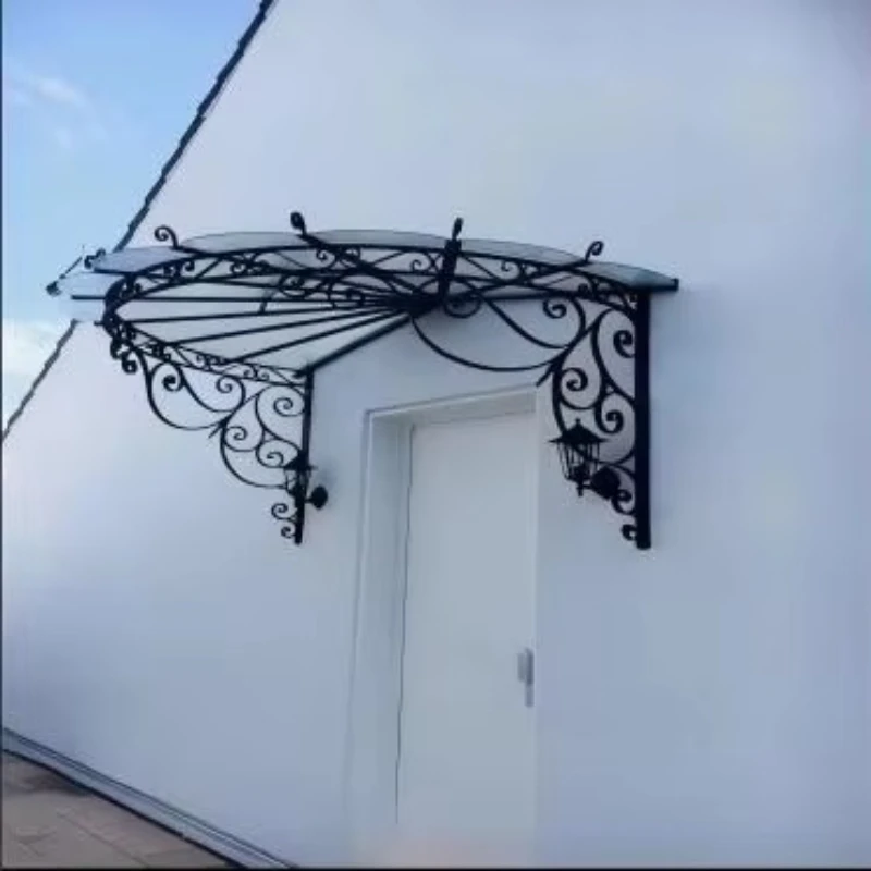 

Элегантный павильон из кованого железа по индивидуальному заказу, оконный навес, высокостандартный уличный автоматический навес из кованого железа