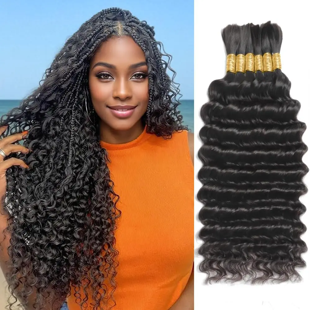 

Human Braiding Hair Deep Water Wave Bulk 100g Bundles Human Hair Bulk For Braiding Full And Thick No Weft Human Hair Extension