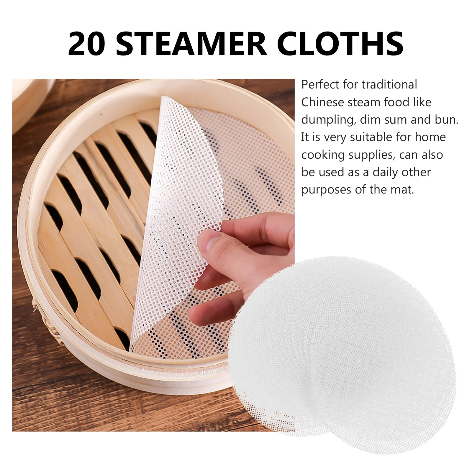 

20Pcs Round Silicone Steamer Mats Reusable Nonstick Steamed Bun Pads Kitchen Steamer Cloth Baking Supply