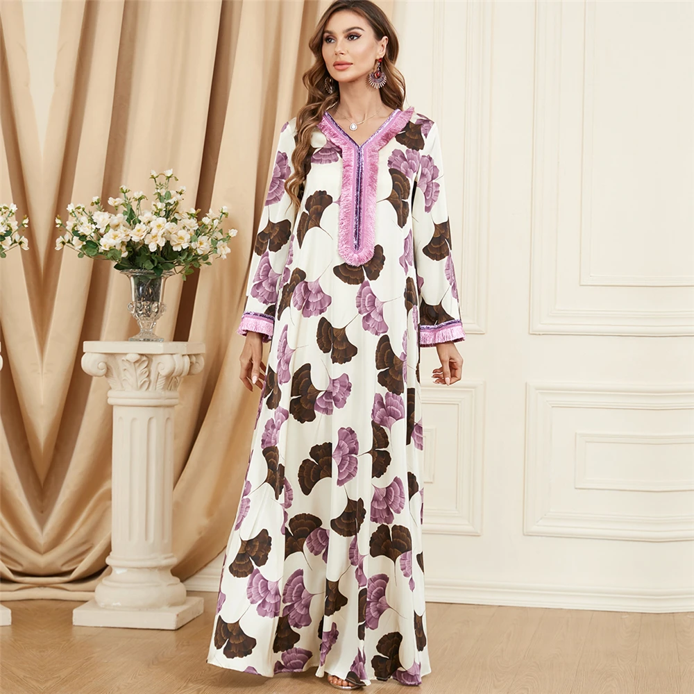 

Eid Ramadan Party Muslim Print Dress Women Abaya Morocco Evening Dresses Dubai Abayas Kaftan Islam Turkey Arab Long Robe Vestido