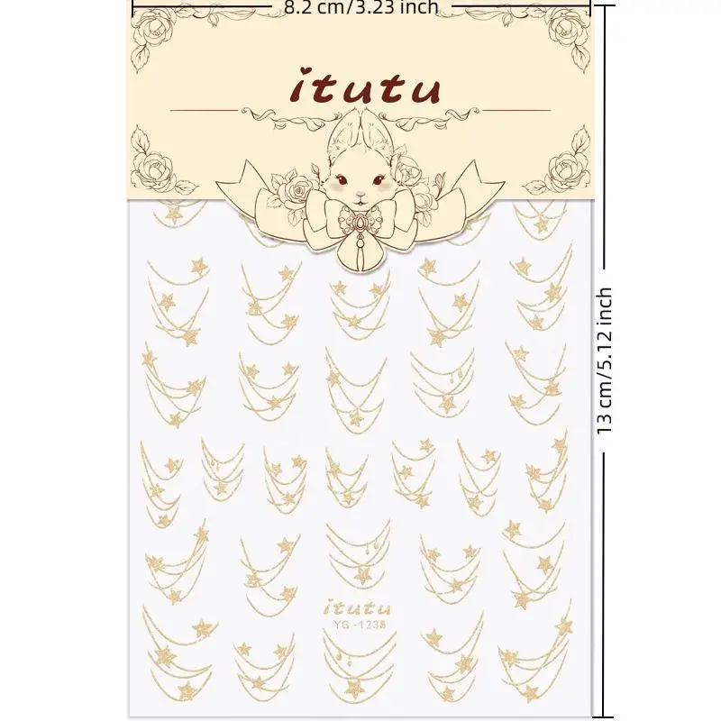 

Star Necklace Curved Line Arc Hot Stamping Retro 5D Nail Art Stickers Decoration Adhesive Manicure Decals DIY