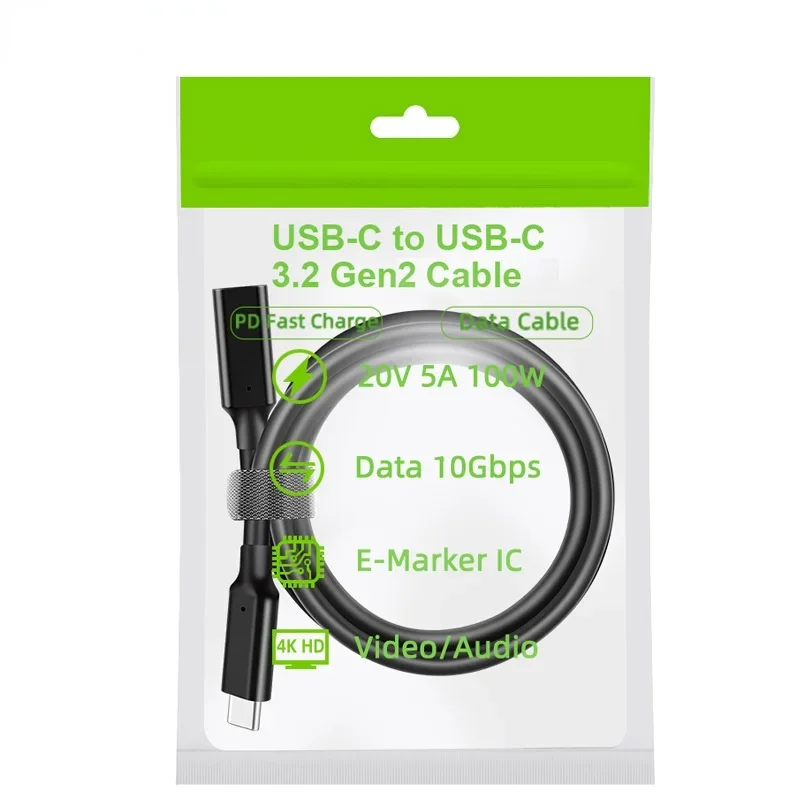 10Gbps Gen2 tipo C USB 3,1 macho a hembra extensión de datos 100W Cable de carga Cable extensor para Macbook portátil Samsung Switch
