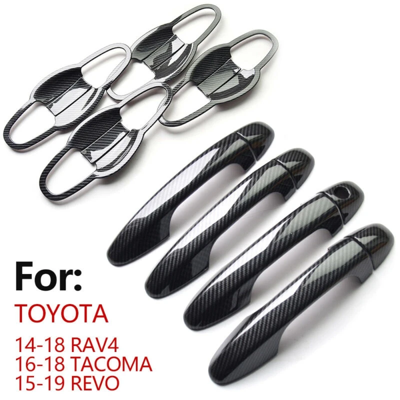 For Toyota RAV4 4th Generation XA40 2012-2018 Chrome/Carbon Door Handle Cover Trim Overlays Protection Sticker Car Styling