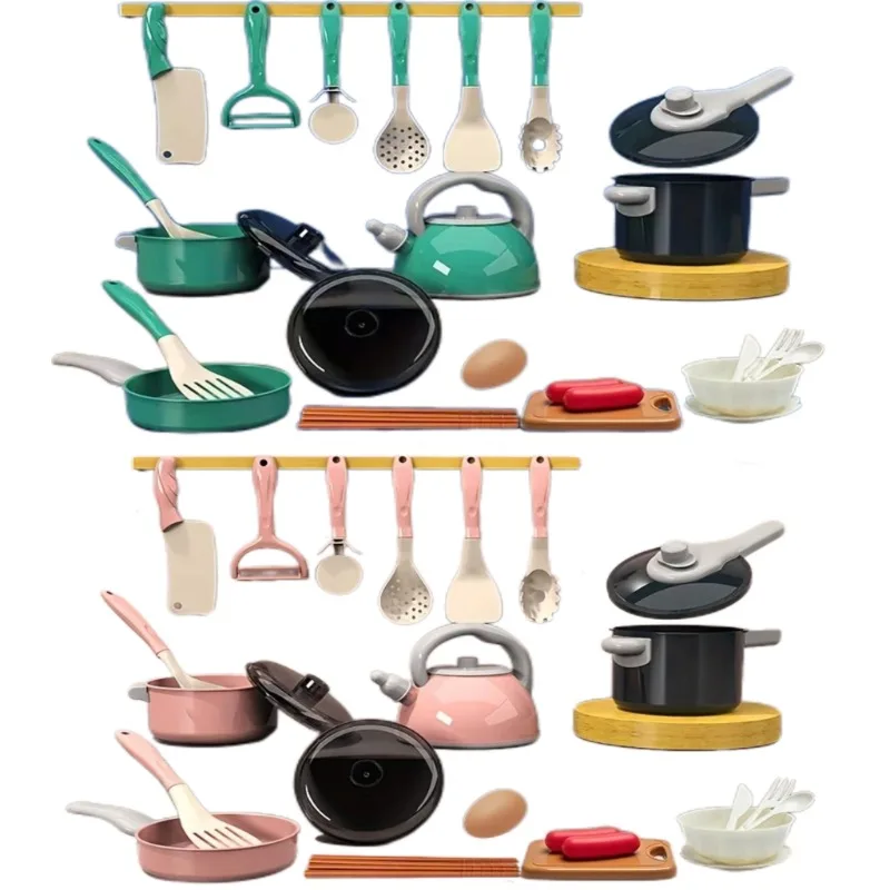 어린이를위한 주방 장난감 세트, 28pcs 시뮬레이션 주방 장난감 놀이 주방 액세서리 어린이를위한 요리 장난감 소녀 선물