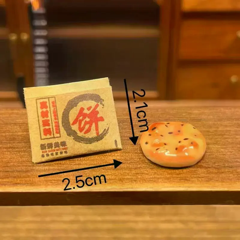 Dollhouse Bag 2Pcs Miniature Paper Sesame Pancake Simulation Chinese Pastry Food Kitchen Decor
