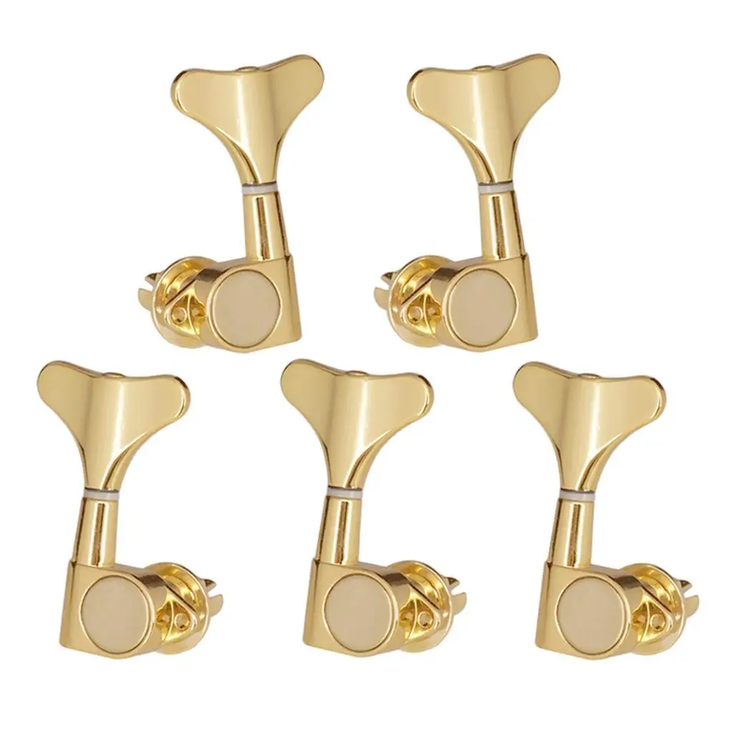 5 Pieces Sealed-gear Electric Bass Tuning Pegs Tuners Machine Heads Gold