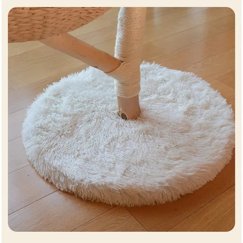 Natural wooden house luxury cat climbing frame with rattan bed and sword hemp rope cat scratching rod cat tree