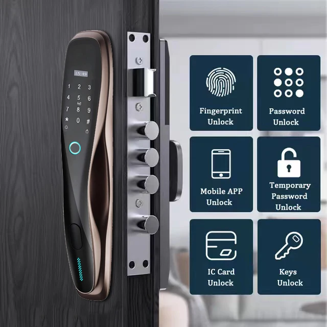 001 TUYA WiFi Smart Security Door Lock with Camera Password & Fingerprint Access APP Controlled Remote Unlock Automatic Features