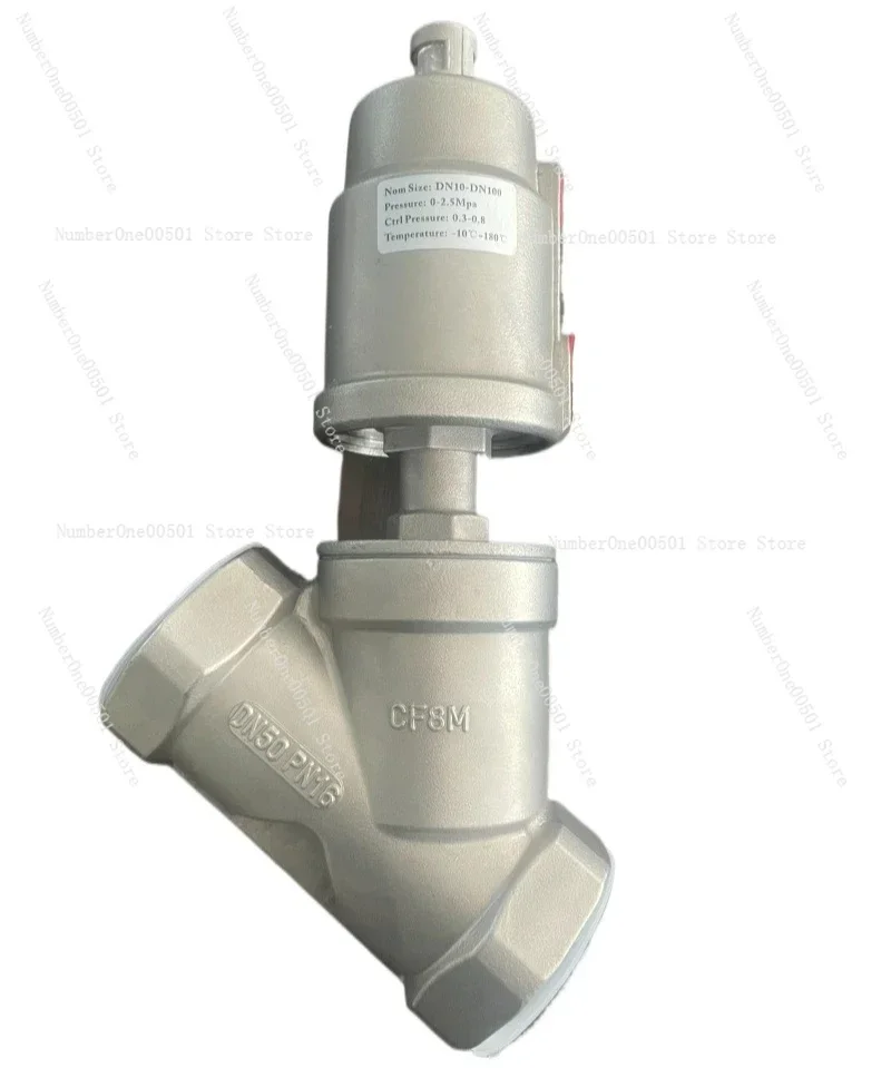 Factory Outlet DN50 2 Way Double Acting Stainless Steel Air Control Angle Valve Pneumatic Thread Angle Seat Valve