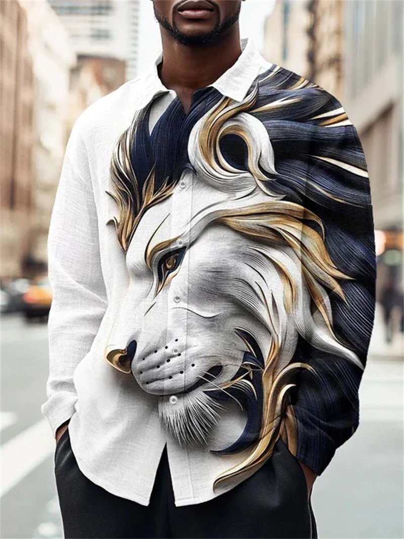 New Men's Long Sleeve 3D Flower Printed Shirt Fashion Casual Outdoor Holiday Daily Spring Autumn Chinese Flap Shirt