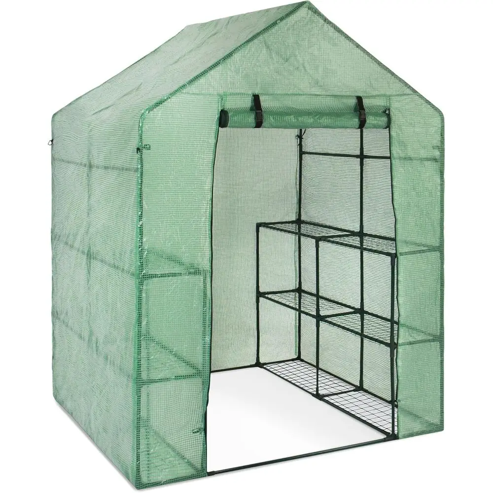 

12-ярусная переносная мини-теплица для сада, 57,5x56x76 дюймов, зеленая