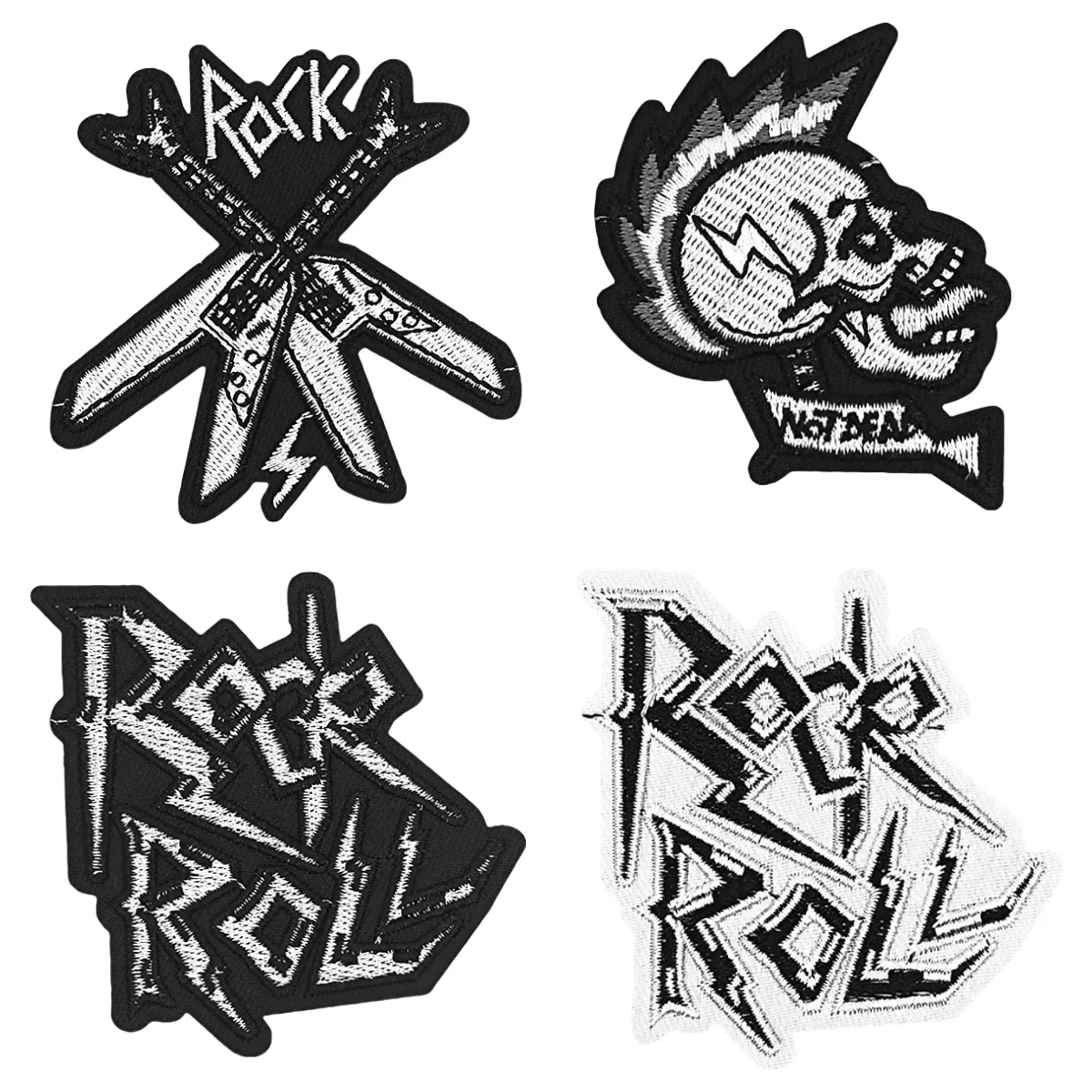 

Hot-sale Hard Rock N Roll Punk Style Skull Embroidery Ironing Adhesive-backed Cloth Sticker Seam-free Not Death Patch