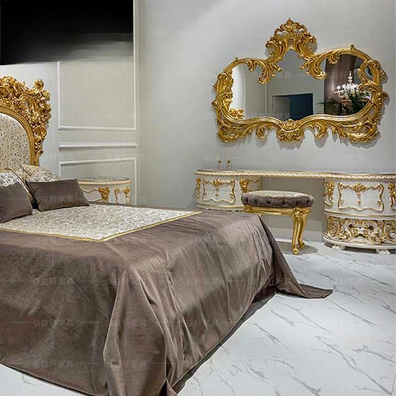 European mahogany dressing table French bedroom dressing table mirror stool combination villa princess dressing table furniture