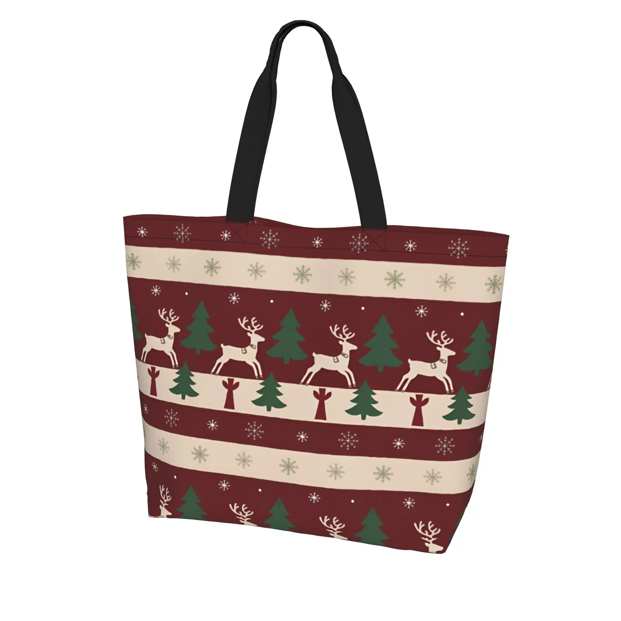 

Christmas Reindeer & Trees Print Large Tote Bag for Women For Shopping And Going Out Bag