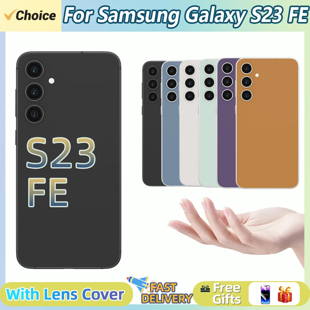 New For SAMSUNG Galaxy S23FE S23 FE Battery Back Cover 3D Glass Panel Rear Door Housing Case Camera Lens Replace For S23FE