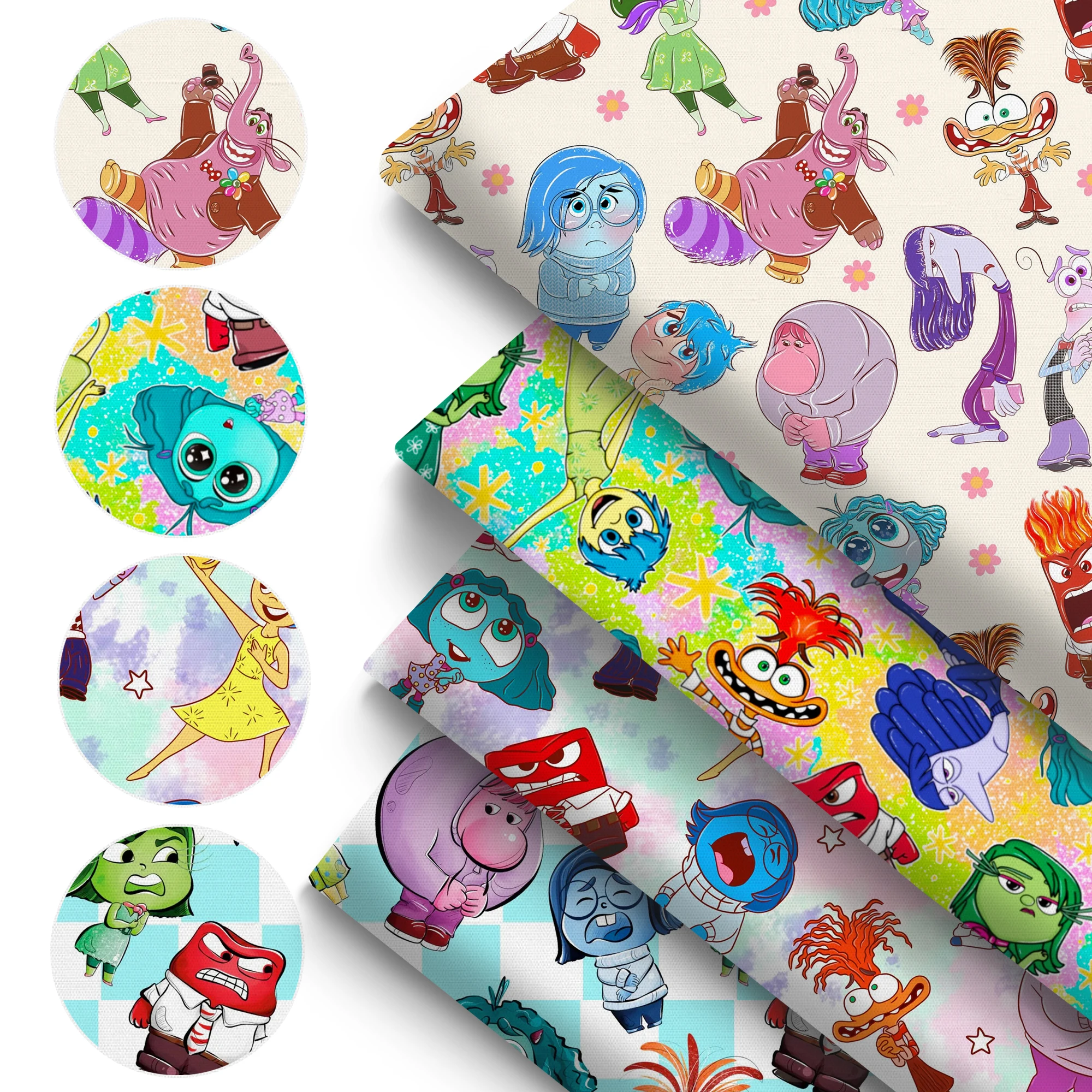 

50*145cm Disney Inside Out Polyester Cotton/Pure Cotton Fabric Tissue Sewing Quilting Needlework Material Curtain DIY Bag Cloth