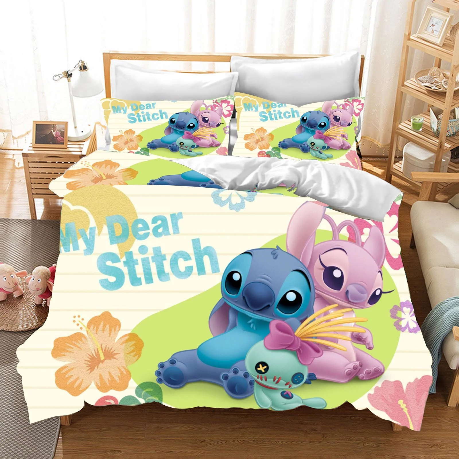 

Stitch 100% Polyester Home Decor 3-Piece 1 Quilt Cover One Piece Bedding Set Comforte Exquisite Birthday Gift