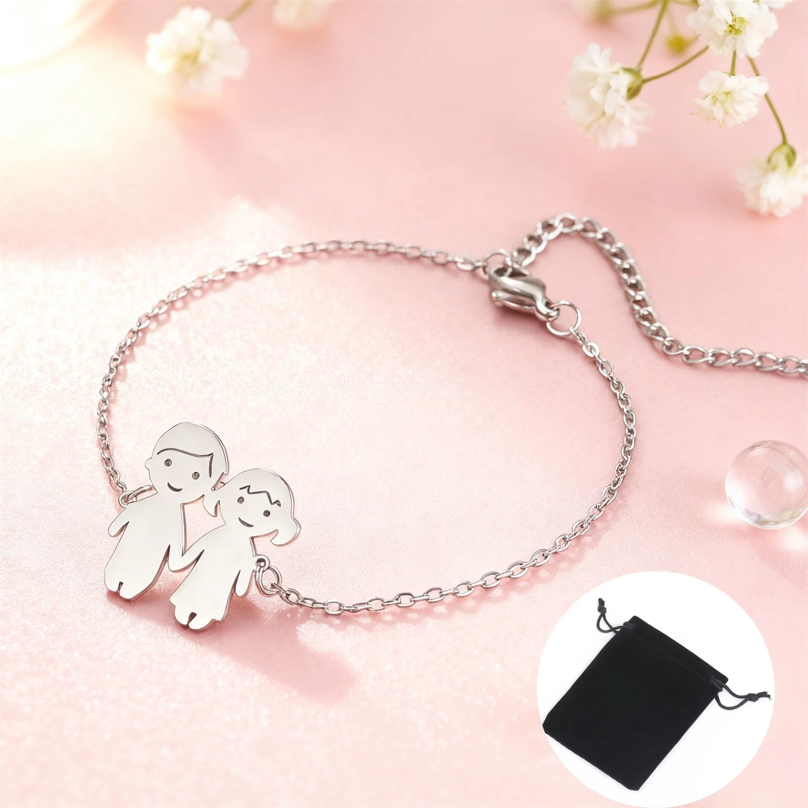 تخصيص اسم تاريخ النص اليد في اليد زوجين سوار الفولاذ المقاوم للصدأ قابل للتعديل اسم العائلة سوار زوجين هدية