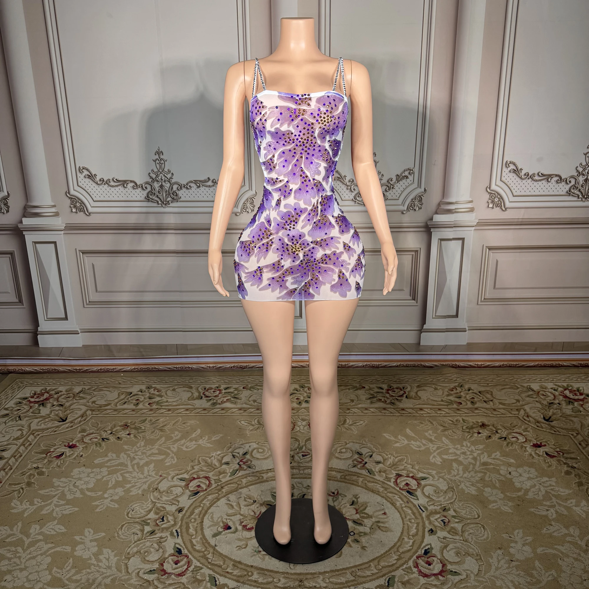 

ZD Custom Dresses Manufacturing Mini Rhinestone Dress Elegant Short Dresses for Summer Party
