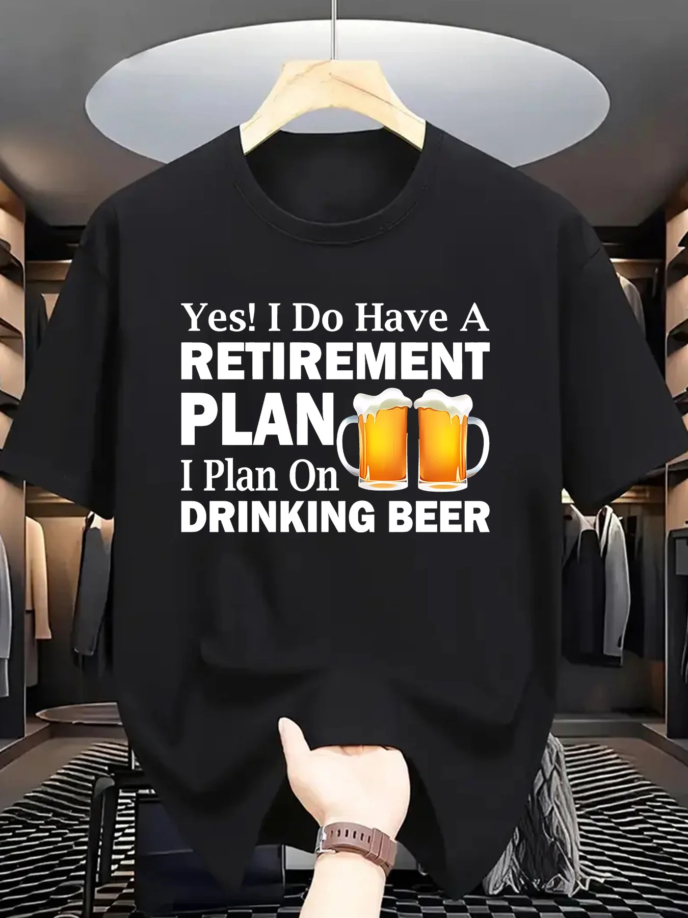 Men'S Casual Short-Sleeve T-Shirt for Summer Featuring a Funny Beer Graphic - Made Of, with a Round Neck, Regular Fit, Machine Washable, Available in Adult Sizes