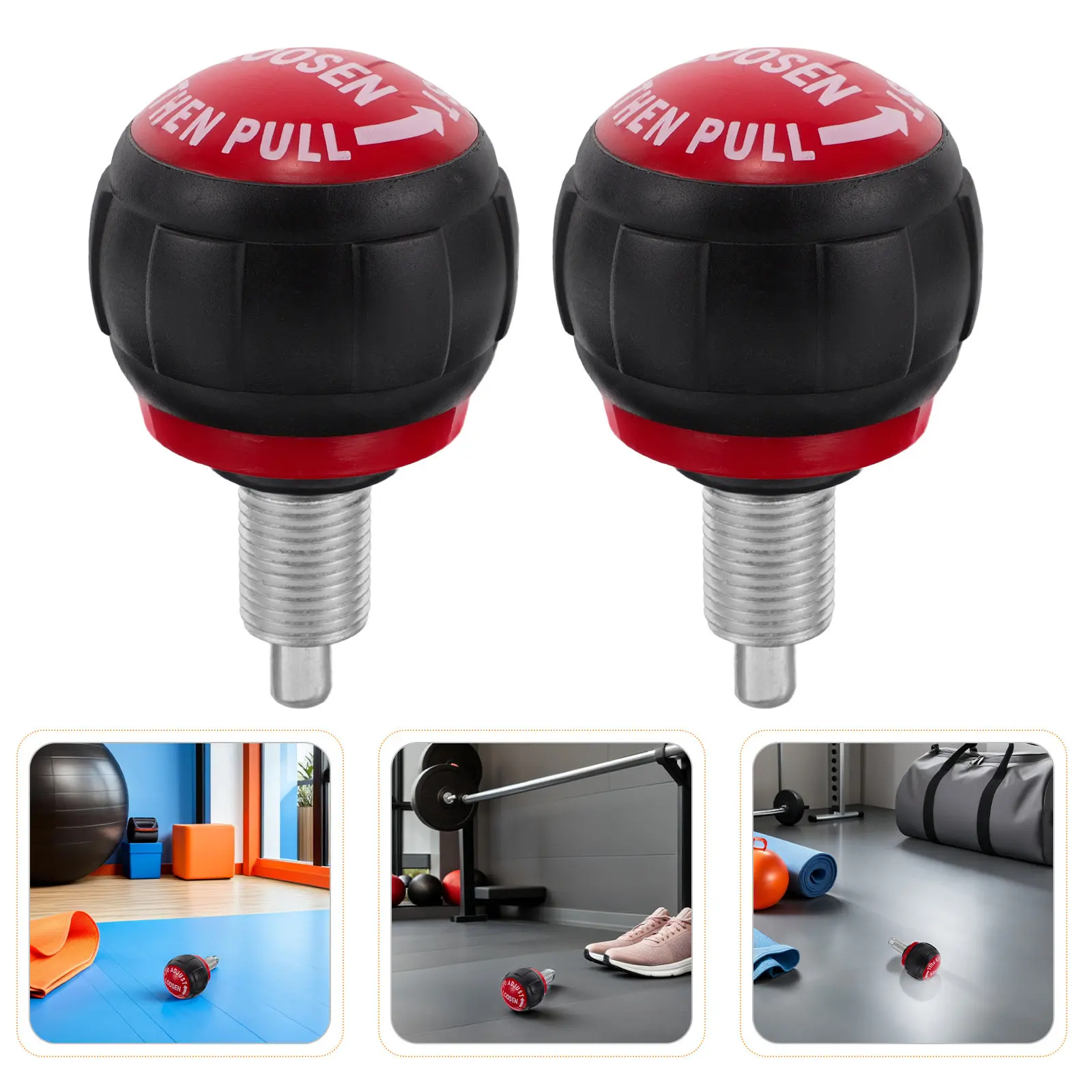 2Pcs Pull Pin Spring Knob Sphere Ball Head Black Red Adjustable Exercise Bike Locking Pin Fitness Equipment Replacement Parts