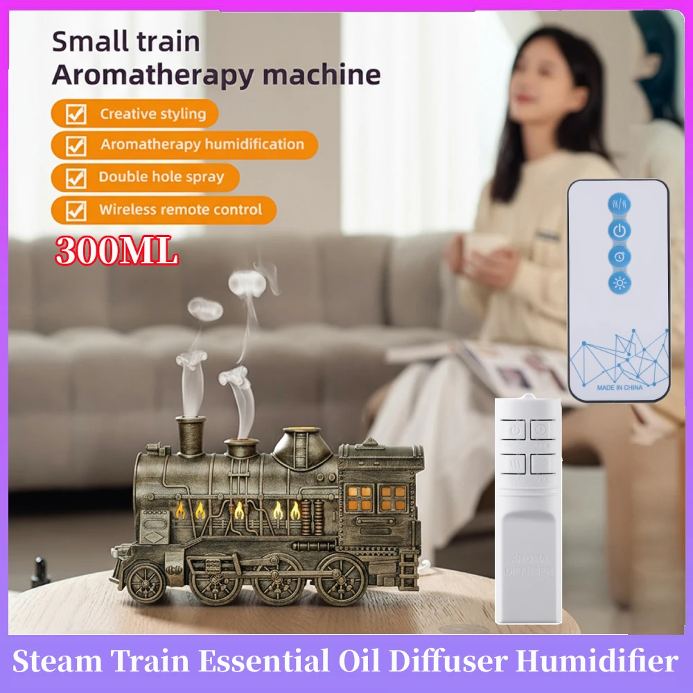 300 مللي قطار البخار خمر الناشر الضروري النفط مع 2-لون مصباح ليد الروائح الناشر مع جهاز التحكم عن بعد الهواء المرطب