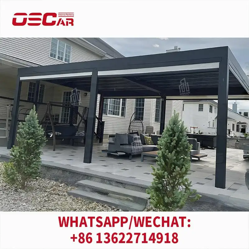 

White Waterproof Louver Roof Pergola Aluminium Shade Window Decorative Brackets Glass Ideal for Gardens Patios Balconies pergola